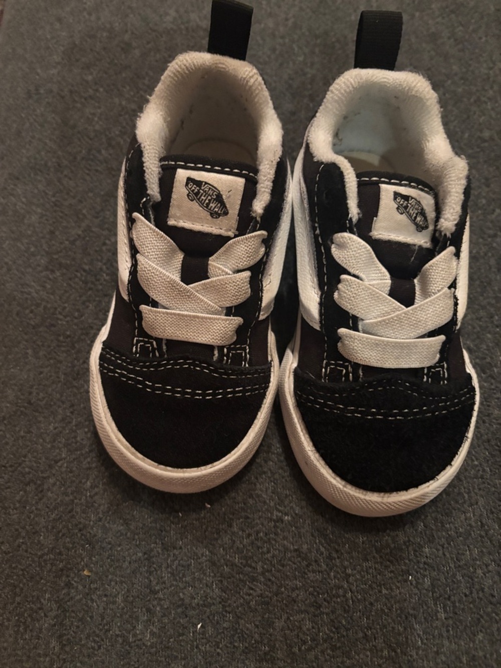 Vans Black and White Kids Skate Sneakers